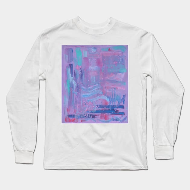 Purple Abstract Long Sleeve T-Shirt by Colzo Art